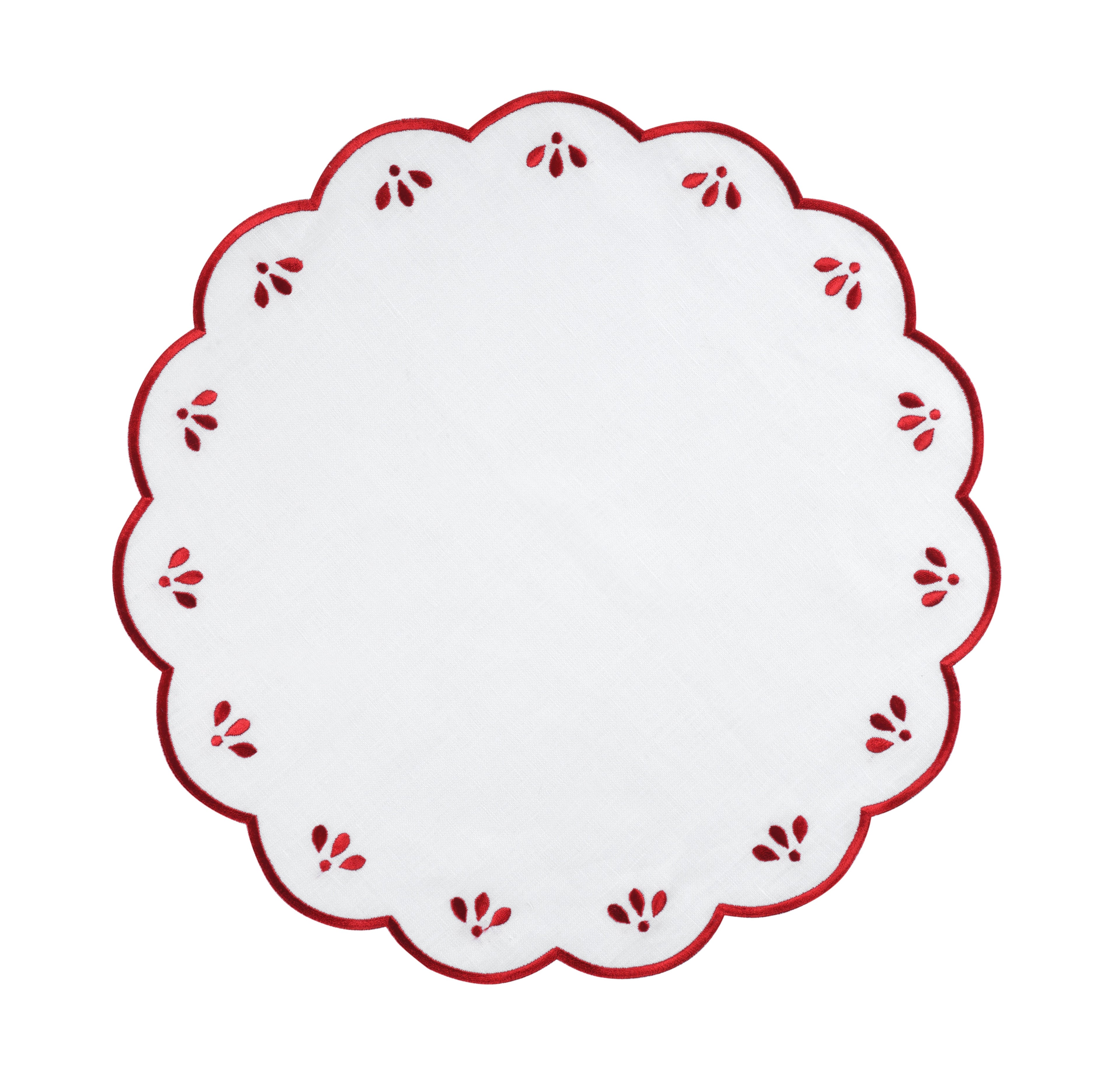 Damla Placemat White - Vintage Red
