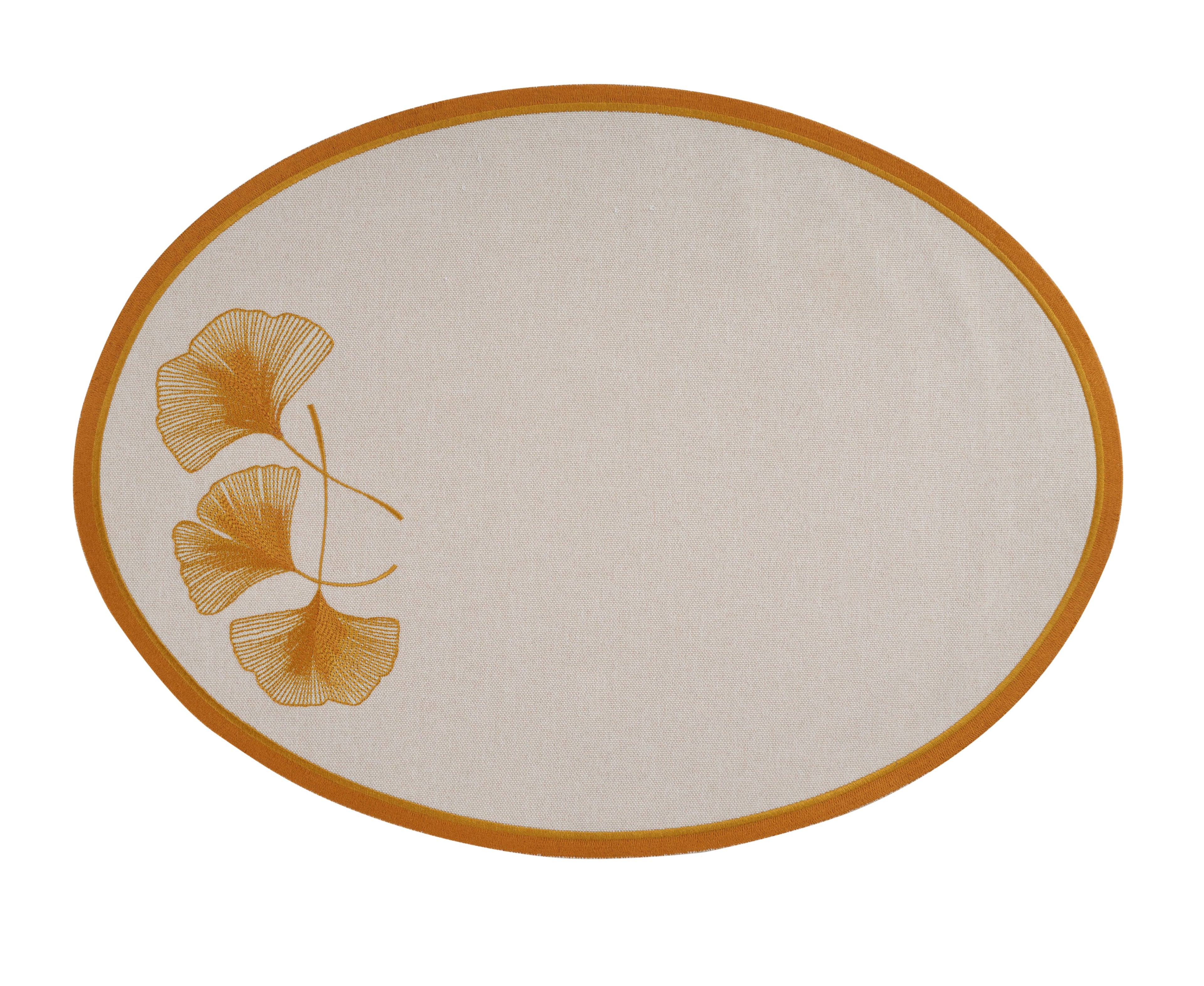 Oval Placemat Flowers - Mustard