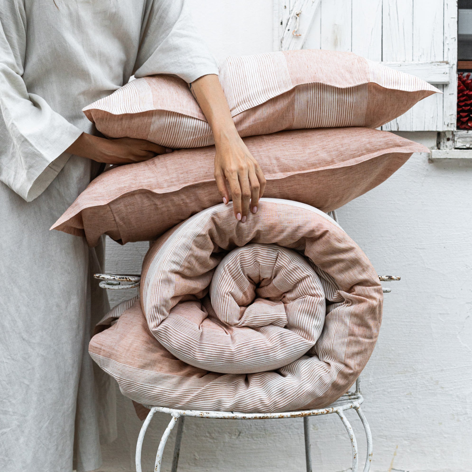 Ege Duvet Cover Striped - Brick
